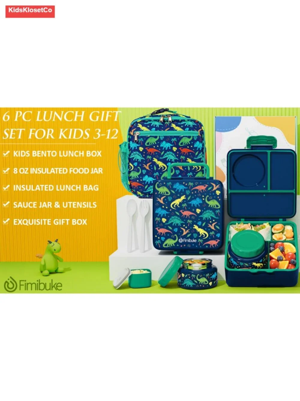 60oz Kids Bento Lunch Box Set with Insulated Bag, Thermos & Utensils,